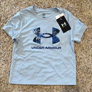 Under Armour Kids Light Blue Camo Logo Tee